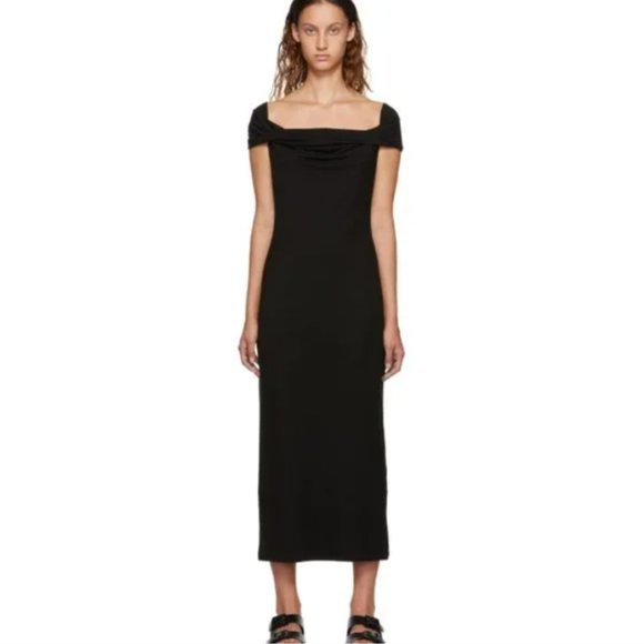 NEW  Reformation Jamen Off Shoulder Knit Midi Dress in Black Size M #1412 - Picture 5 of 11
